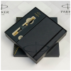 Ручка кулькова Parker INGENUITY Black Lacquer GT BP + блокнот Parker + подар.упак. GIFT24 (60 032b24)