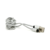 Дата кабель USB 2.0 to Lightning 2.0m 2A magnetic nylon silver PiPo (18169)