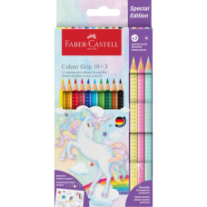Олівці кольорові Faber-Castell Colour Grip акварельні, 10 кольорів + 3 пастельних олівця (201542) (32323)