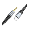 Кабель мультимедийный USB-C to 3.5mm M 1.0m silicone black HOCO (6931474769497)