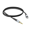 Кабель мультимедийный USB-C to 3.5mm M 1.0m silicone black HOCO (6931474769497)