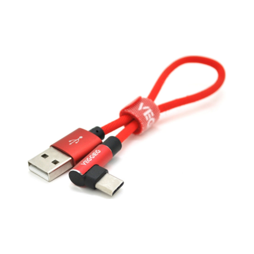 Дата кабель USB 2.0 AM to USB-C 0.2m 2.4A red VEGGIEG (YT-UT-20R)