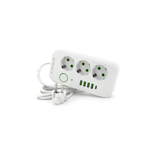 Мережевий фільтр живлення Voltronic F09U, 3 роз EU, 4USB White (F09U-White)