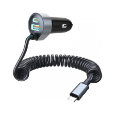 Зарядний пристрій Choetech 2xUSB 65W (1xUSB-C+1USB-A) PD 30W with spring Type-C cable 1.2M black (TC0030-BK)