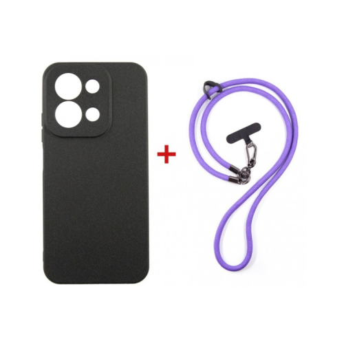 Чохол до мобільного телефона Dengos Case + Cross-body Strap Xiaomi Redmi 15C Black+Purple (DG-KM-CCRB-48)