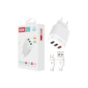 Зарядний пристрій XO USB L72 (3A, QC3.0, 3 Usb) + cable Micro USB White (XO-L72-BK)