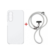 Чохол до мобільного телефона Dengos Case + Cross-body Strap Samsung Galaxy A37 Clear+Grey (DG-KM-CCRB-05)