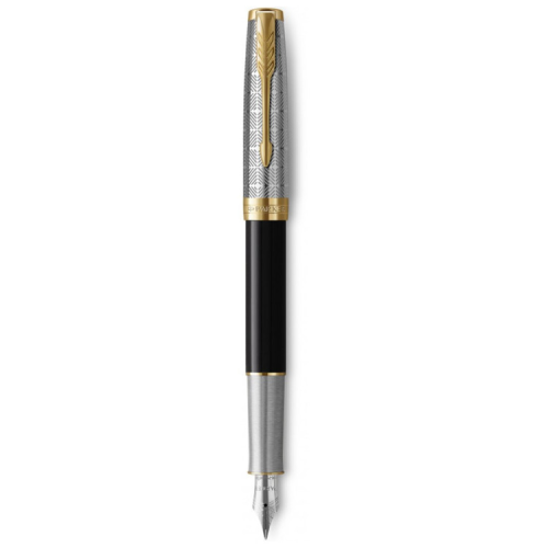 Ручка пір'яна Parker SONNET 17 Metal & Black Lacquer GT  FP18 F (68 111)