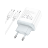 Зарядний пристрій HOCO C105A Stage 1xUSB-C PD20W + 1xUSB QC3.0 + cable USB-C to USB-C White (6931474782922)