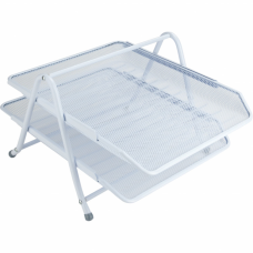 Лоток для бумаг Axent горизонтальный 2-в-1, металлическая сетка 203x295x350мм Белы (2121-21-A)