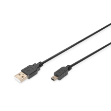 Дата кабель USB 2.0 AM to Mini 5P 3.0m black Digitus (AK-300130-030-S)