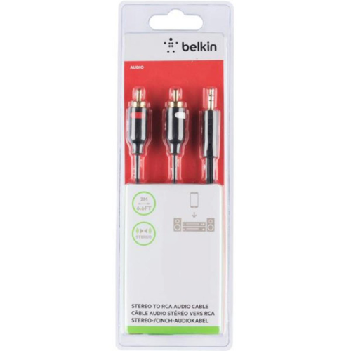 Кабель мультимедийный 3.5mm M to 2xRCA M 2.0m Belkin (F3Y116BT2M)