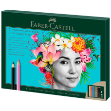 Олівці кольорові Faber-Castell Polychromos 17 кольорів з аксесуарами у картонній подарунковій коробці (210052) (32668)
