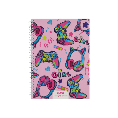 Блокнот Maxi А5, пластикова обкладинка, спіраль, 60 арк., клітинка (MX21213-01)