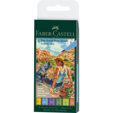 Лайнер Faber-Castell набір капілярних ручок пензликів PITT Artist Pens Brush Summer vibe, 6 кольорів (32108)