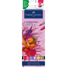 Художній маркер Faber-Castell набір акварельних двосторонніх Goldfaber Aqua Dual Marker Flowers, 6 кольорів (32314)