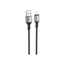 Дата кабель USB 2.0 AM to Lightning Famous silicone BX83 black BOROFONE (6974443386356)