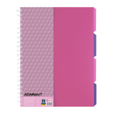 Блокнот Optima A4 Adamant пластикова обкладинка, з розділювачами та перфорацією, 120 аркушів, клітинка рожевий (O20843-09)