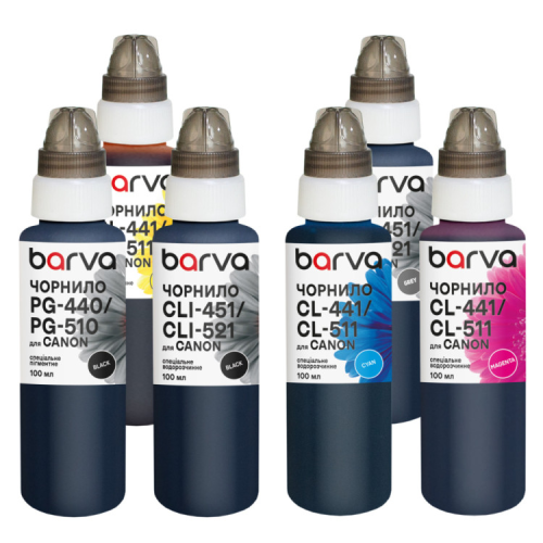 Чорнило Barva Canon PGI-450PGBK pigm + CLI-451BK/C/M/Y/GY 6x100 мл special (CPGI450-100-2MP)