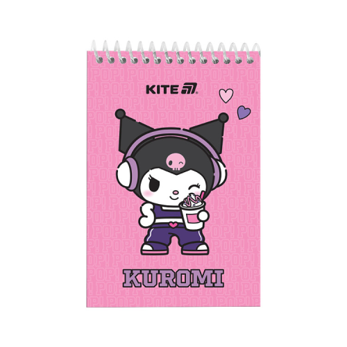 Блокнот Kite на спіралі Kuromi А6, 48 аркушів, нелінований (HK25-196-2)