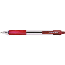 Ручка кулькова Stanger автоматична 1,0 мм, з грипом, червона, 10 шт (R 1.0-18000300040)