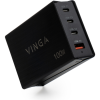 Зарядний пристрій Vinga GaN 100W PD+QC 3C1A ports 1.0m Wired Charger (VCPCH100CB)