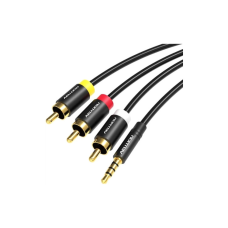Кабель мультимедийный 3.5mm M to 3xRCA M 1.5m AV black Vention (VAB-R07-B150)