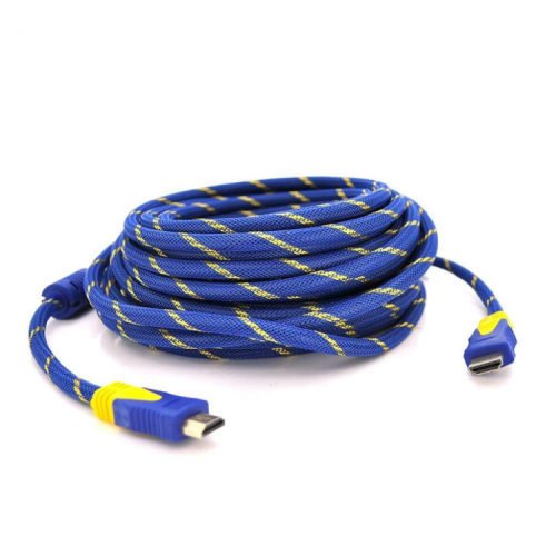 Кабель мультимедійний HDMI to HDMI 10.0m v1.4, OD-8.0mm Blue/Gold Merlion (YT-HDMI(M)/(M)NY/BL-10m)