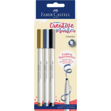 Набір маркерів Faber-Castell тонких для декору Goldfaber Creative Marker Calligraphy, 3 кольори, наконечник С (каліграфія) (33008)