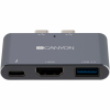 Порт-реплікатор Canyon Docking Station with 3 ports, Thunderbolt 3, Input 100-240V (CNS-TDS01DG)