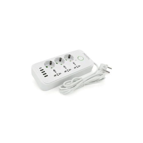Мережевий фільтр живлення Voltronic F07U, 6 роз (3 EU+3 Universal), 4USB White (F07U-White)