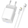 Зарядний пристрій ColorWay C101D GaN Mini 20W PD PPS USB-C + cable USB-C to Lightning white (CW-CHS059PDL-WT)