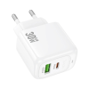 Зарядний пристрій HOCO CS55A 1xUSB-C PD30W + 1xUSB QC3.0 white (6942007631549)