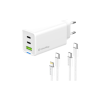 Зарядний пристрій ColorWay GaN Mini 65W PD Port PPS USB (USB-2C1A) cable Type-C&Lightning (CW-CHS058PDCL-WT)