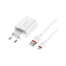 Зарядное устройство BOROFONE BA21A Long Journey USB QC3.0 + cable USB to Micro 5P 18W White (6931474702470)