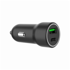 Зарядний пристрій Gembird 1xUSB-A (18W QC3.0) + 1xUSB-C (20W PD) black (TA-UC-A2PDQC20-CAR-01)