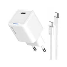 Зарядний пристрій ColorWay GaN Mini 30W PD Port PPS USB (Type-C PD + USB QC4.0) cable Type-C (CW-CHS053PDC-WT)