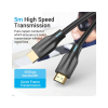 Кабель мультимедійний HDMI M to HDMI M 3.0m 8K cotton braided black Vention (AAUBI)