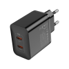 Зарядний пристрій HOCO N35 Streamer 2xUSB-C PD45W GaN Black (6931474797193)