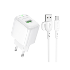 Зарядний пристрій BOROFONE 1xUSB QC3.0 18W + cable UAB-A to USB-C BAS42A white (6941991113802)