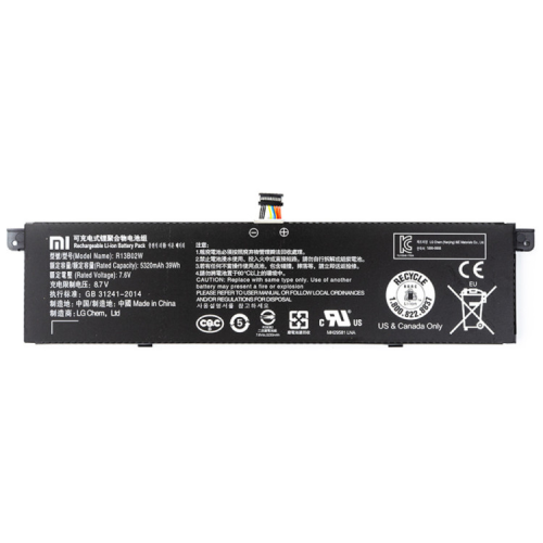 Акумулятор до ноутбука Xiaomi R13B02W (Mi Book Air 13.3"), 5230mAh (40Wh), 4cell, 7.6V, Li-ion (A71064)