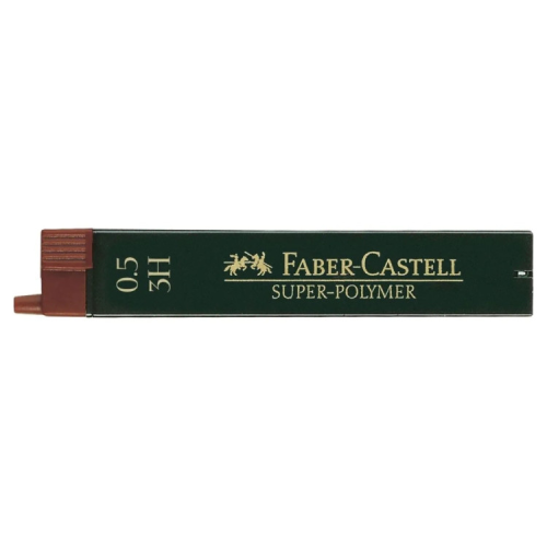 Грифель для механічного олівця Faber-Castell Super-Polymer 3Н (діаметр 0,5 мм), 12 штук в пеналі (27659)
