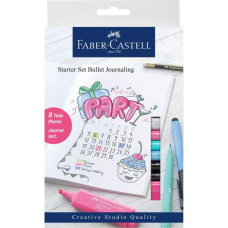 Лайнер Faber-Castell набір капілярних ручок Starter set Bullet Journaling 9 предметів + скетчбук в точку (29104)