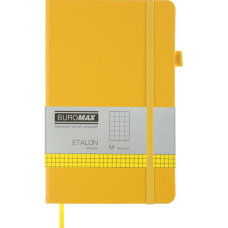 Книга записна Buromax Etalon 125x195 мм 96 аркушів в клітинку обкладинка зі штучної шкіри Жовта (BM.291160-08)