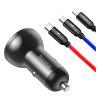 Зарядное устройство Baseus Digital Display Dual USB 4.8A Car Charger 24W+Three Primary Colors 3-in-1 Cable 1.2m (TZCCBX-0G)
