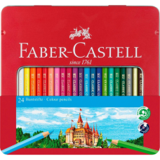 Олівці кольорові Faber-Castell "Замок" 24 кольори в металевій коробці, 115824 (27985)