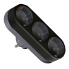 Мережевий розгалужувач EUROELECTRIC X3 16А Black з заземленням (EE-3-16A(black))
