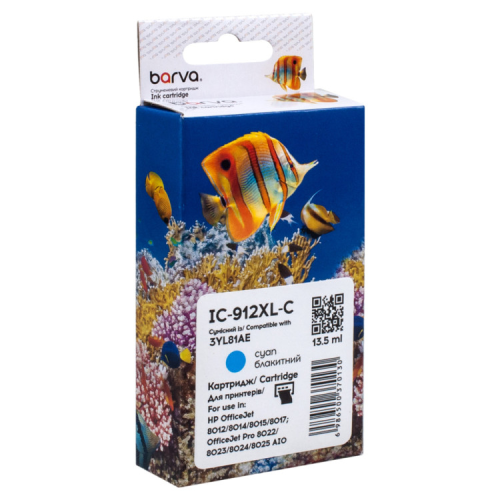 Картридж Barva HP 912XL (3YL77AE/3YL81AE) 900 c, Cyan (IC-912XL-C)