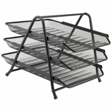 Лоток для бумаг Axent горизонтальный 3-в-1, металлическая сетка 350х295х263 мм Чер (2122-01-A)