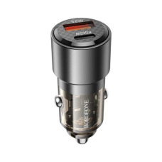 Зарядний пристрій BOROFONE 1xUSB-C PD65W + 1xUSB QC3.0 83W car adapter transparent black (6941991101625)